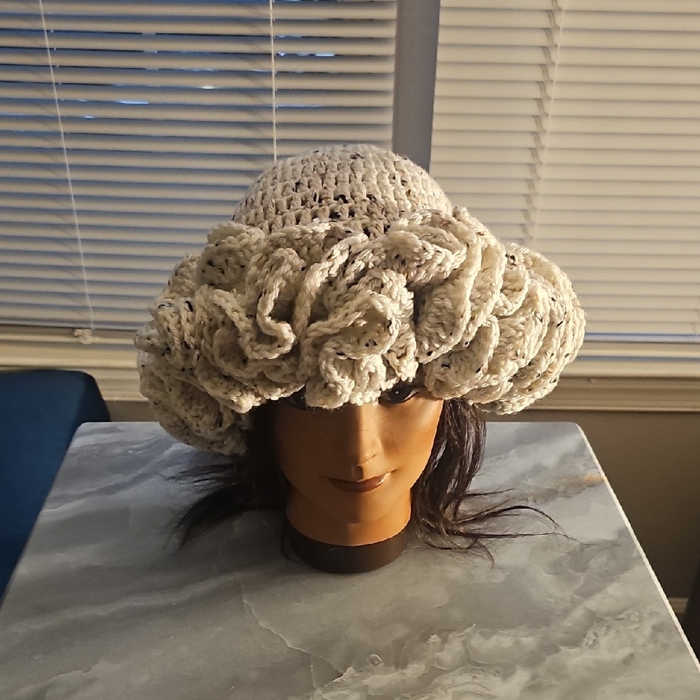 Elegant Cream Crochet Hat